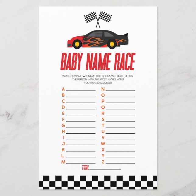 Red Race Car Name Race Baby Showspiel (Vorderseite)