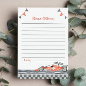 Red Race Car Party Time Capsule Note Card Dankeskarte