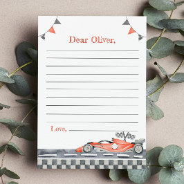 Red Race Car Party Time Capsule Note Card Dankeskarte