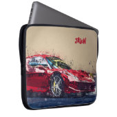 Red Race Car Personalisierter Laptop Sleeve Gesche (Vorne Rechts)