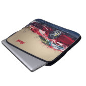 Red Race Car Personalisierter Laptop Sleeve Gesche (Vorne Knopf)