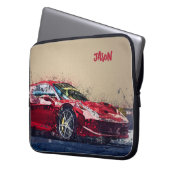 Red Race Car Personalisierter Laptop Sleeve Gesche (Vorderseite Links)