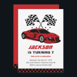 Red Race Car Racing Kids Boys Geburtstag Einladung<br><div class="desc">Niedliches Design für Kinder,  Jungen oder Mädchen,  die Autofahren,  Sportwagen,  Speed und Fahrspielzeugauto Liebe. Ideal für die Geburtstagsfeier zum Bauen. Sie können die Formulierung an andere Gelegenheiten anpassen.</div>