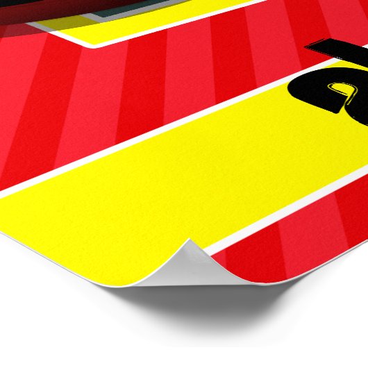 Red Race Car; Scarlet Red Strips Poster (Ecke)
