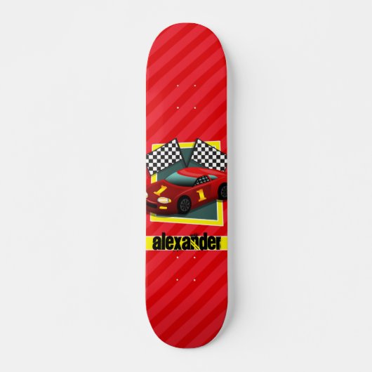 Red Race Car; Scarlet Red Strips Skateboard (Vorne)