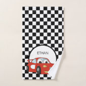 Red Race Car Schwarz-weiß Checkered Flag Child's Badhandtuch Set (Handtuch)