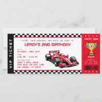Red Race Car Ticket Pass Boy Geburtstagsparty