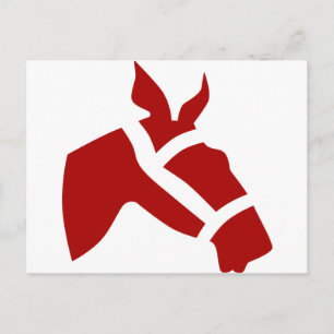 Red Race Horse Head Icon Postkarte