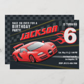 Red Racecar Racing Geburtstagsparty Einladung (Vorne/Hinten)