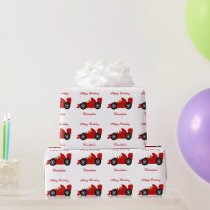 Red Racing Car Birthday Geschenkpapier