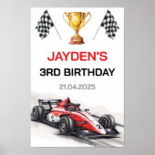 Red Racing Car Boys Birthday Welcome Poster (Vorne)