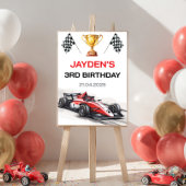 Red Racing Car Boys Birthday Welcome Poster