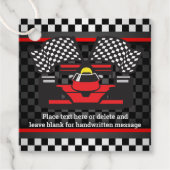 Red Racing Car Checkered Design Favor Card Geschenkanhänger (Vorderseite)