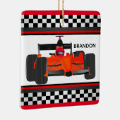 Red Racing Car Checkered Design Square Ornament (Rechts)