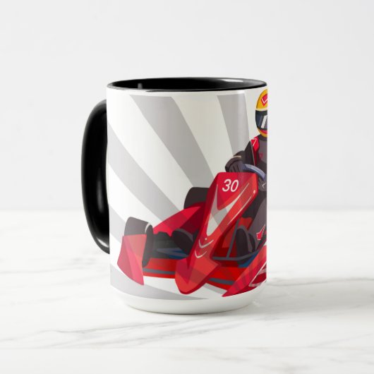Red Racing Car Driver Tasse (Vorderseite Links)