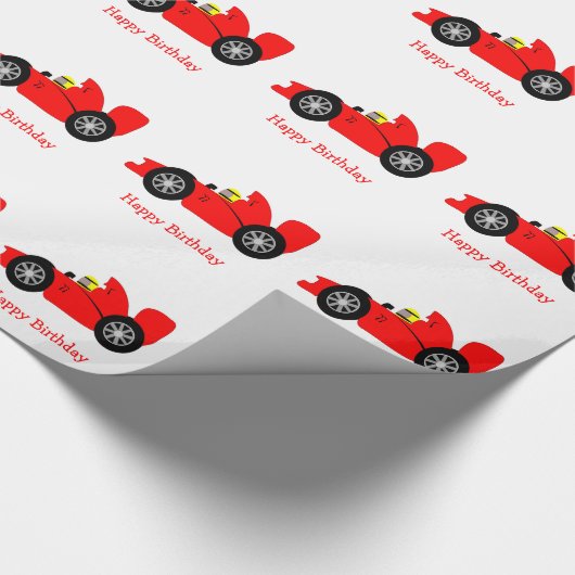 Red Racing Car Geburtstag anwesend Geschenkpapier (Ecke)