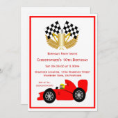Red Racing Car Geburtstagsparty Einladung (Vorne/Hinten)