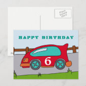 Red Racing Car Happy Birthday Postkarte (Vorne/Hinten)