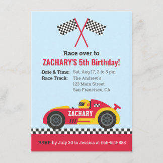 Red Racing Car Kindergeburtstag Party Einladung