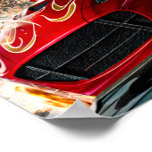Red Racing Car mit flammendem Muster Drifting Hard Poster (Ecke)