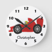 Red Racing Car nur Namen hinzufügen Runde Wanduhr (Vorderseite)