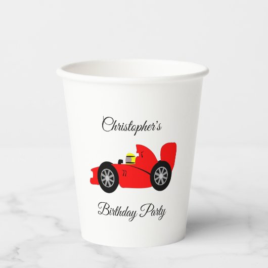 Red Racing Car Pappbecher (Vorderseite)