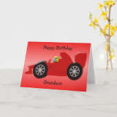 Red Racing Car Personalisiert Grandson Geburtstag Karte (Gelbe Blume)