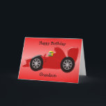 Red Racing Car Personalisiert Grandson Geburtstag Karte<br><div class="desc">Grußkarte rotes Rennwagen Design Enkel Geburtstagskarte. Passen Sie diese Geburtstagskarte mit jedem beliebigen Text an und lassen Sie sie dann ausdrucken und an Sie senden oder laden Sie sie sofort auf Ihr Mobiltelefon herunter. Wenn Sie Hilfe bei der Anpassung benötigen, kontaktieren Sie uns über den Link auf dieser Seite. Rennwagendesign...</div>