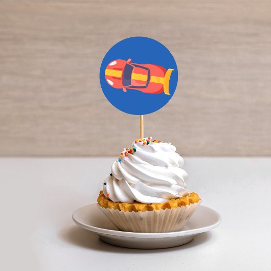 Red Racing Car Racetrack Baby Boy Dedication Runder Aufkleber