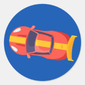 Red Racing Car Racetrack Baby Boy Dedication Runder Aufkleber (Vorderseite)