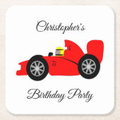 Red Racing Car Rechteckiger Pappuntersetzer (Vorderseite)