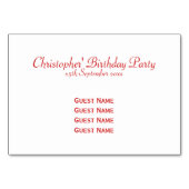 Red Racing Car Tischnummer (Rückseite)