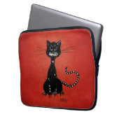 Red Ragged Evil Black Cat Laptopschutzhülle (Vorderseite Links)
