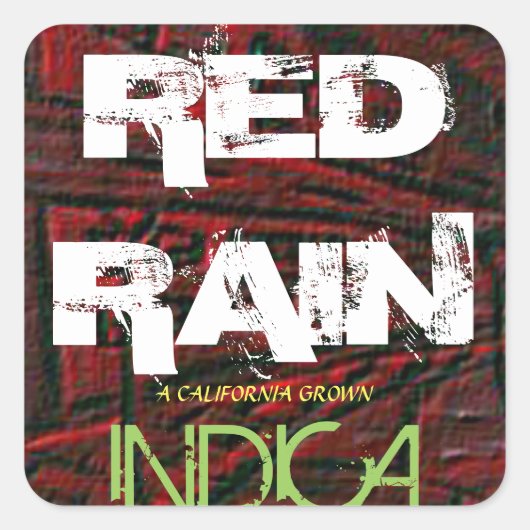 RED RAIN INDICA QUADRATISCHER AUFKLEBER (Vorderseite)