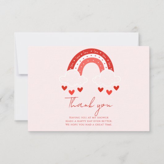 Red Rainbow baby shower thank you Dankeskarte (Vorderseite)