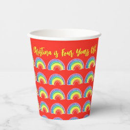 Red Rainbow Birthday Party Thema Papier Cups Pappbecher