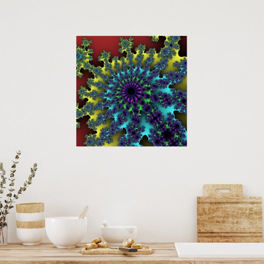 Red Rainbow Burst Poster (Küche)