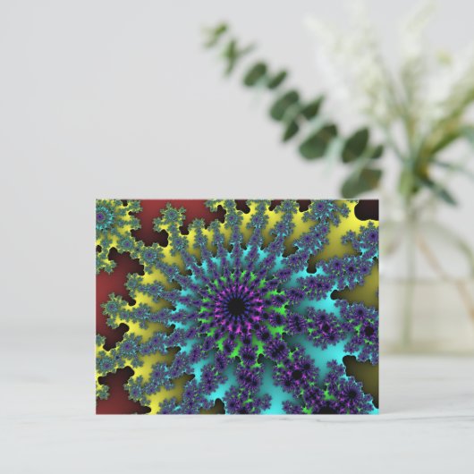 Red Rainbow Burst Postkarte (Stehend Vorderseite)