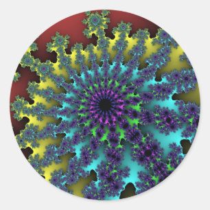 Red Rainbow Burst Runder Aufkleber