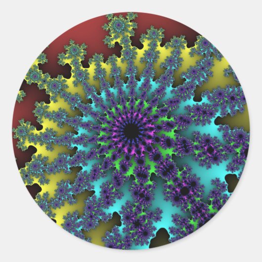 Red Rainbow Burst Runder Aufkleber (Vorderseite)