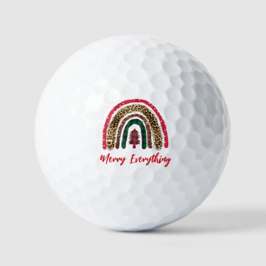 Red Rainbow Merry Alles Weihnachtsfest Golfball (Vorderseite)