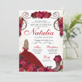 Red Ranchero Princess Quinceanera Einladung (Stehend Vorderseite)