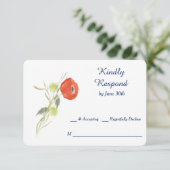 Red Ranuculus Blume Wedding RSVP (Stehend Vorderseite)