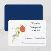 Red Ranuculus Blume Wedding RSVP Karte (Vorne/Hinten)