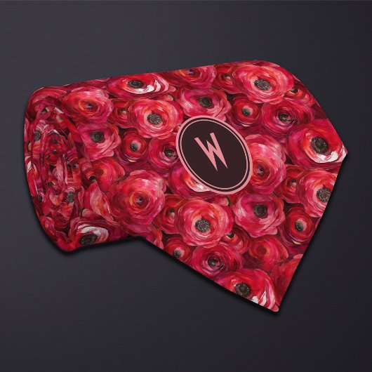 Red Ranunculus floral Krawatte