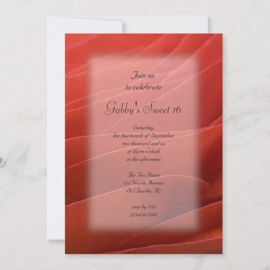 Red Ranunculus Petals Sweet 16 Birthday Party Einladung (Vorderseite)