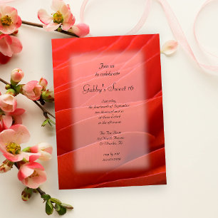 Red Ranunculus Petals Sweet 16 Birthday Party Einladung