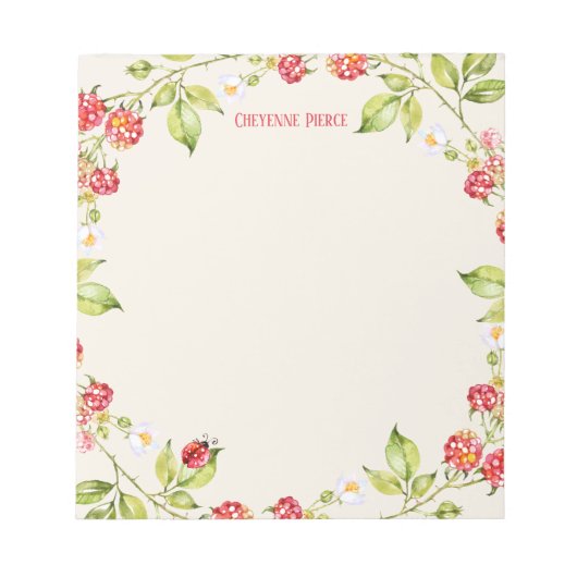 Red Raspberry | Blumengarten Personalisiert Notizblock (Vorderseite)