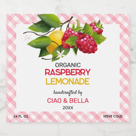 Red Raspberry Lemonade Bierflaschenetikett (Einzelnes Label)