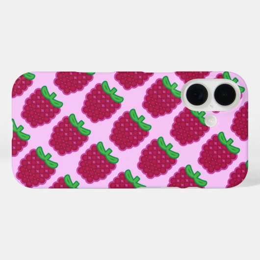 Red Raspberry Pattern iPhone Case (Rückseite (Horizontal))